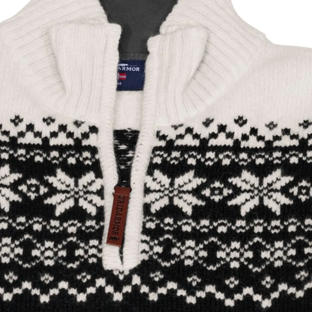 Gridarmor Women's Snøkrystall Half Zip Ullgenser Black/White