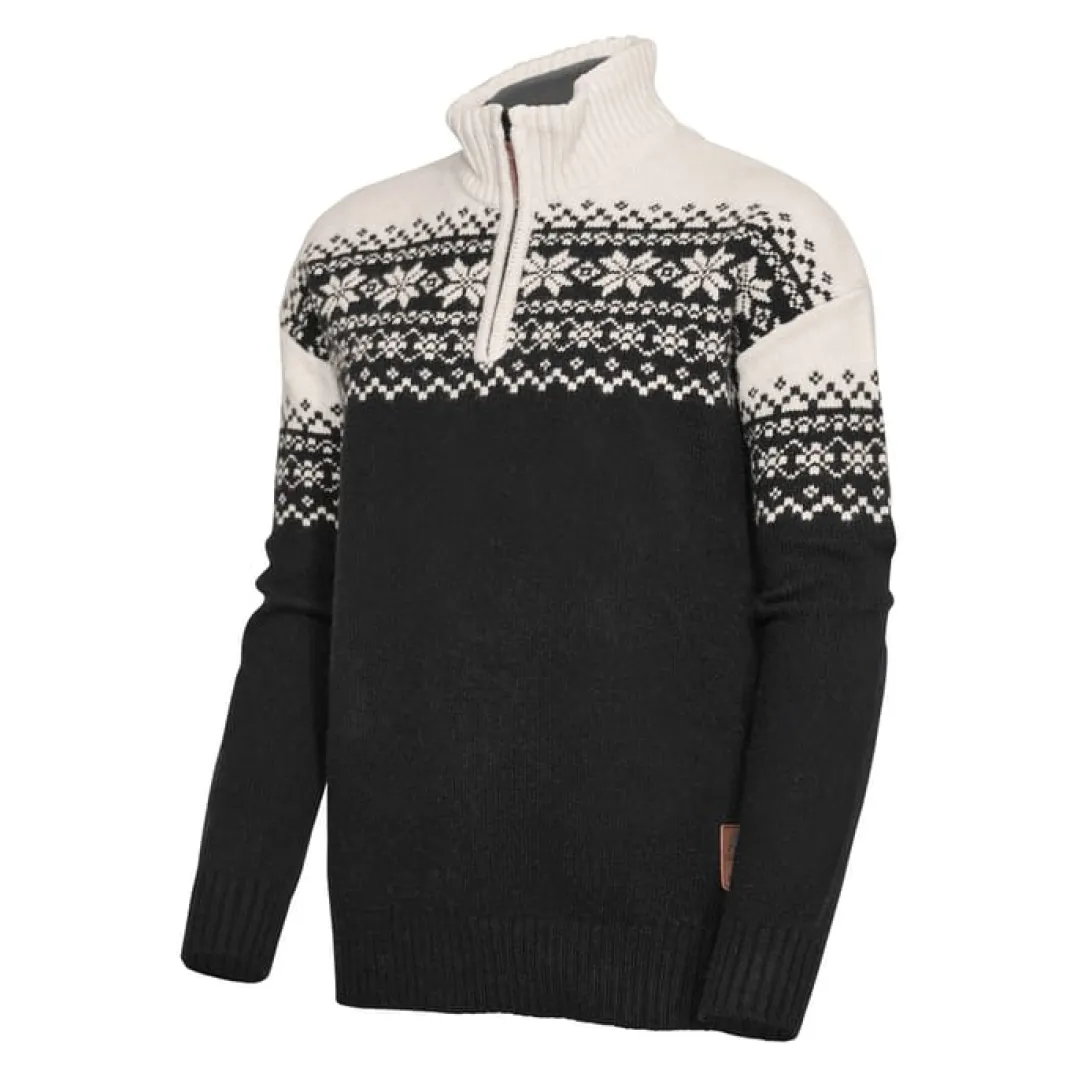Gridarmor Women's Snøkrystall Half Zip Ullgenser Black/White