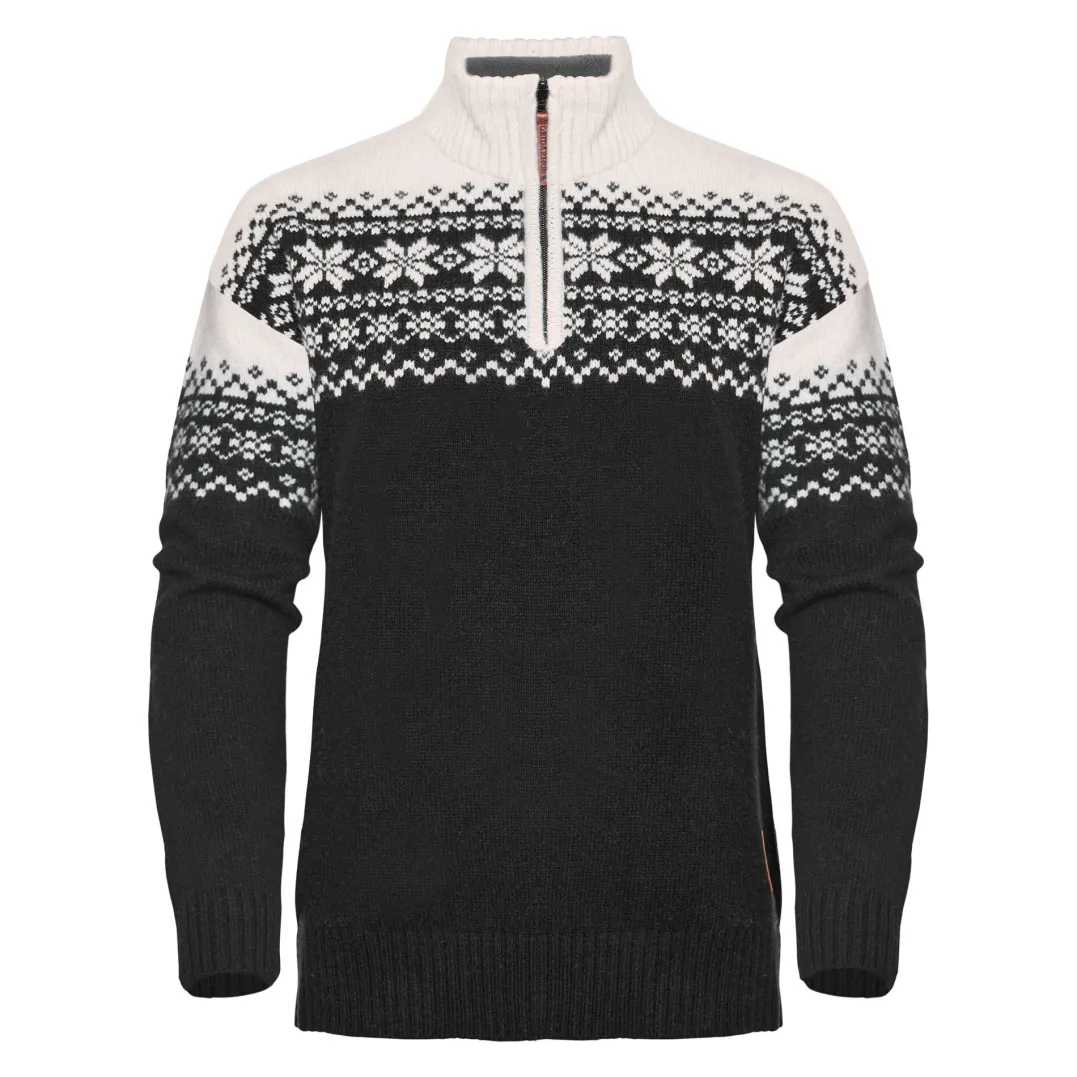 Gridarmor Women's Snøkrystall Half Zip Ullgenser Black/White