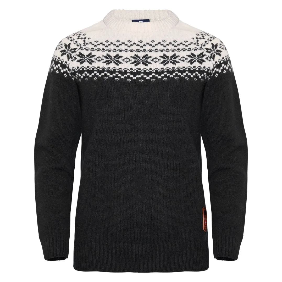 Gridarmor Women’s Snøkrystall Round Neck Ullgenser Black/White