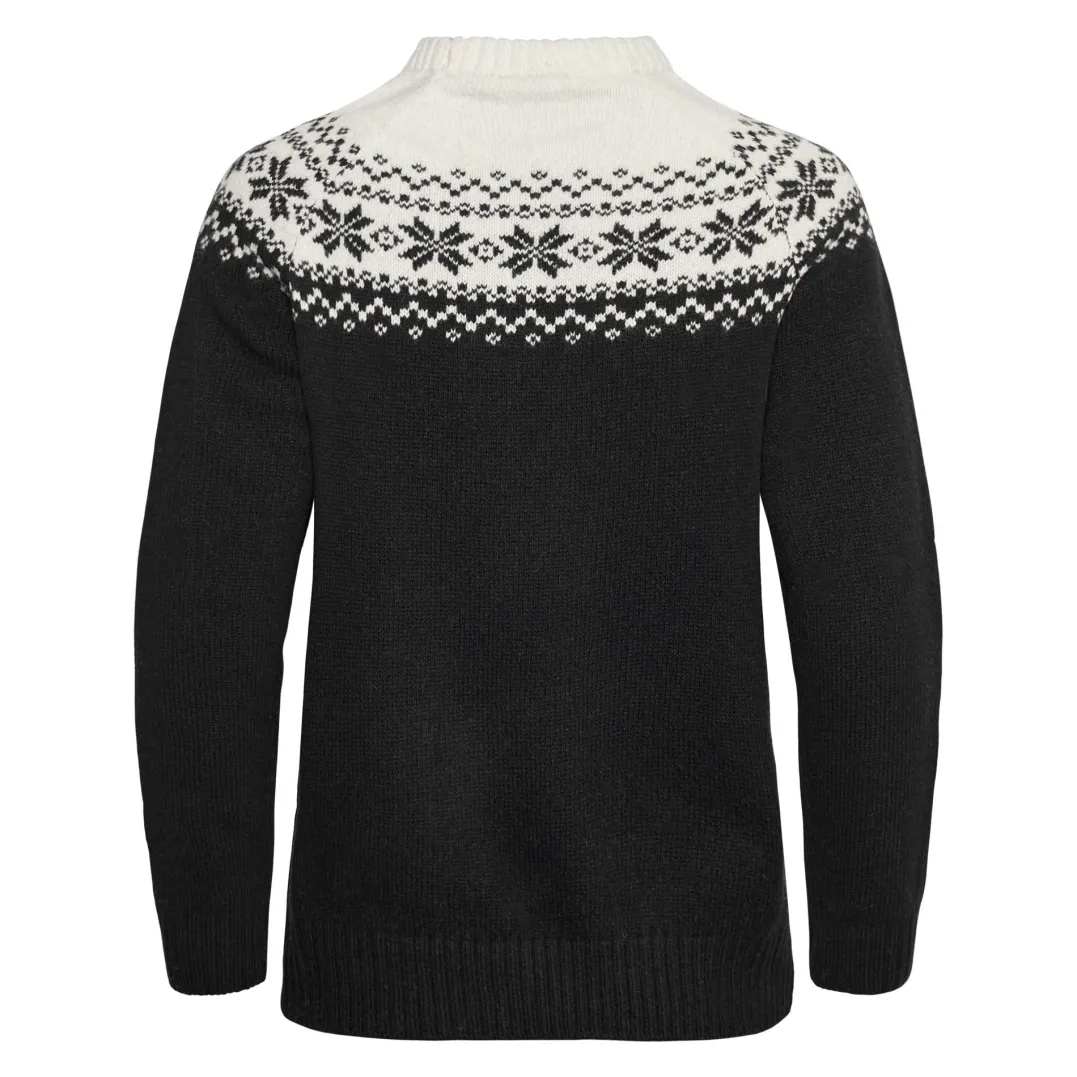 Gridarmor Women’s Snøkrystall Round Neck Ullgenser Black/White