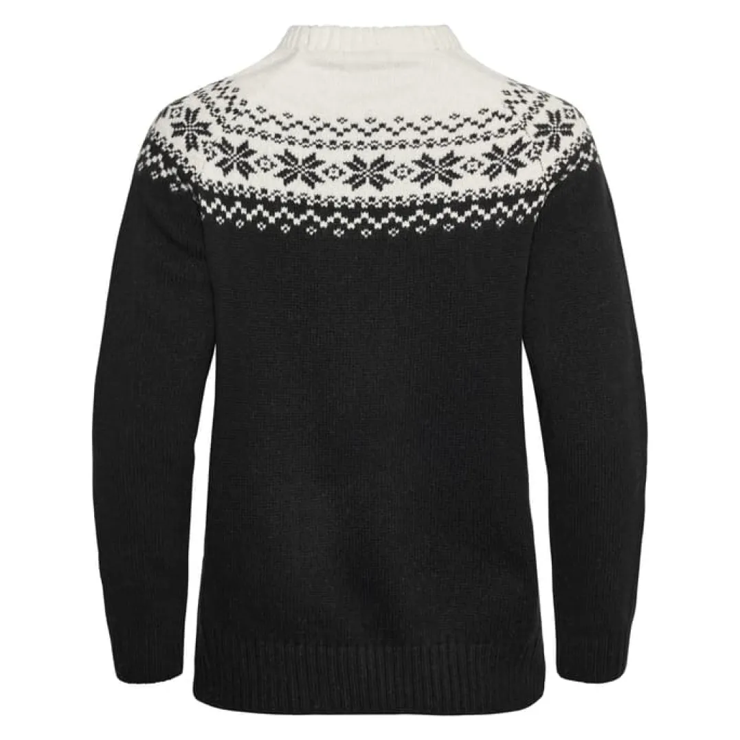 Gridarmor Women’s Snøkrystall Round Neck Ullgenser Black/White