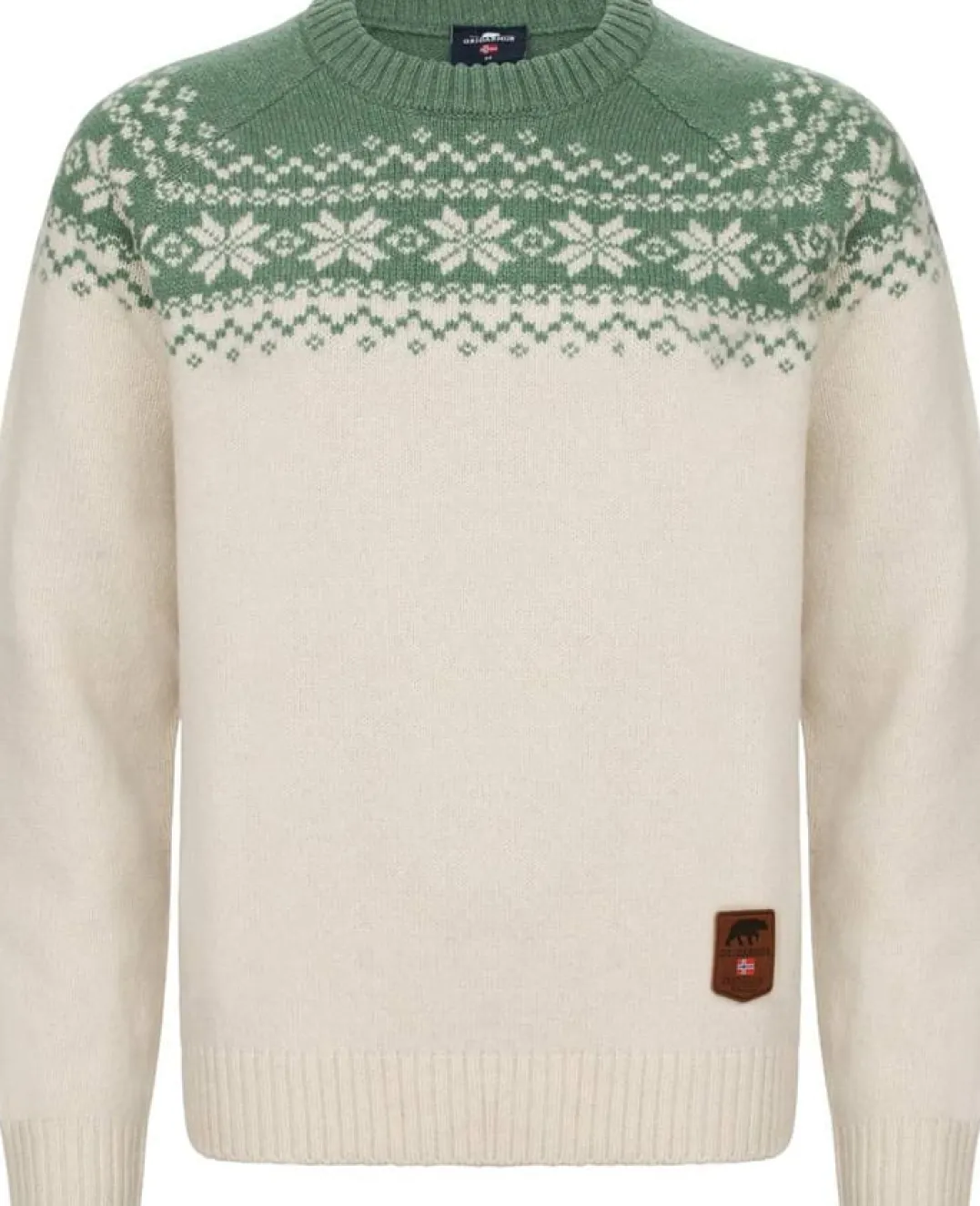 Gridarmor Women’s Snøkrystall Round Neck Ullgenser White/green