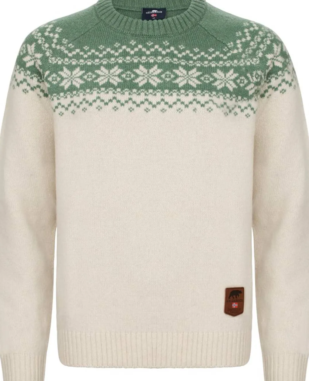Gridarmor Women’s Snøkrystall Round Neck Ullgenser White/green