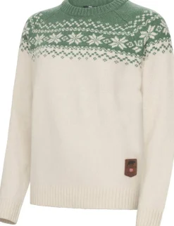 Gridarmor Women’s Snøkrystall Round Neck Ullgenser White/green