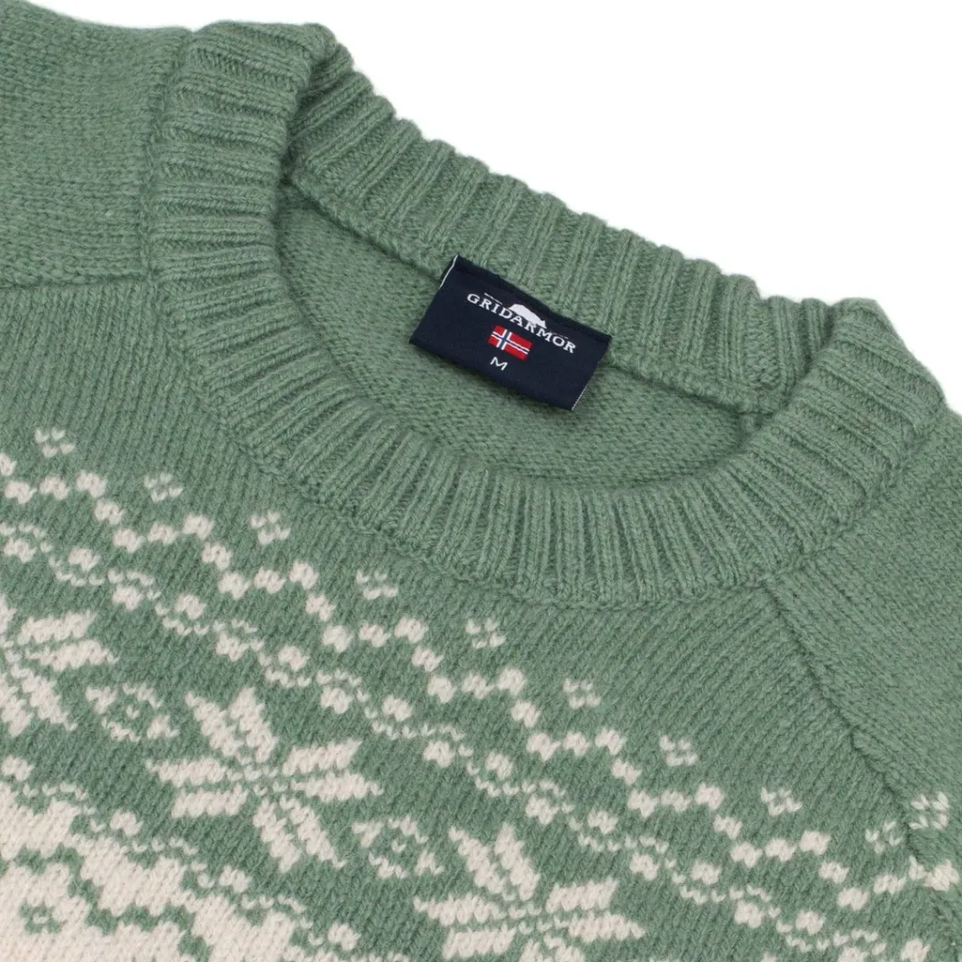 Gridarmor Women’s Snøkrystall Round Neck Ullgenser White/green