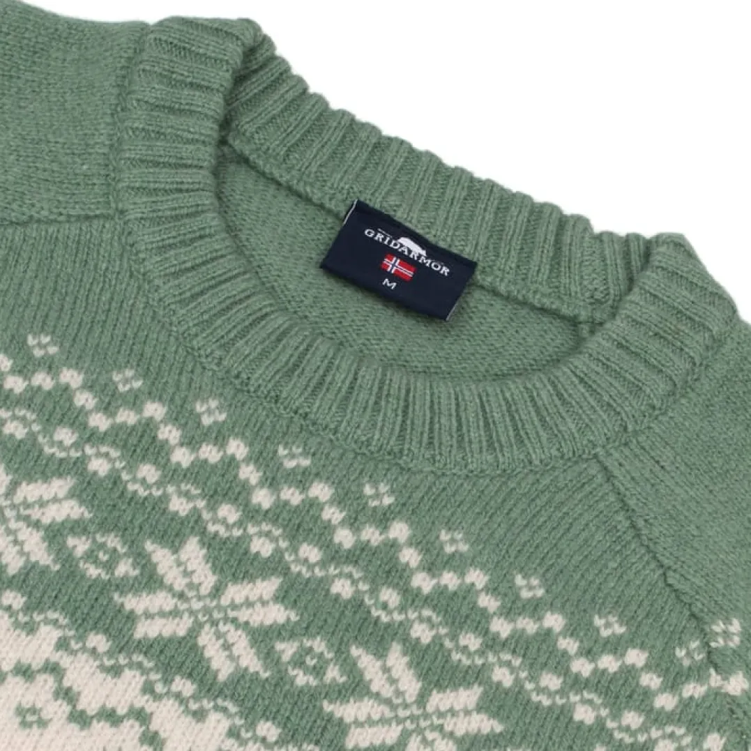 Gridarmor Women’s Snøkrystall Round Neck Ullgenser White/green