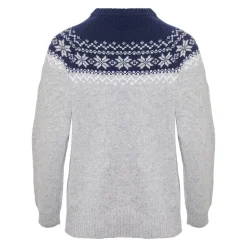 Gridarmor Women’s Snøkrystall Round Neck Ullgenser Light Grey/Dark Navy/White