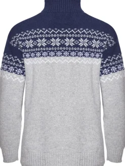 Gridarmor Women's Snøkrystall Half Zip Ullgenser Light Grey/Dark Navy/White
