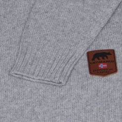 Gridarmor Women's Snøkrystall Half Zip Ullgenser Light Grey/Dark Navy/White
