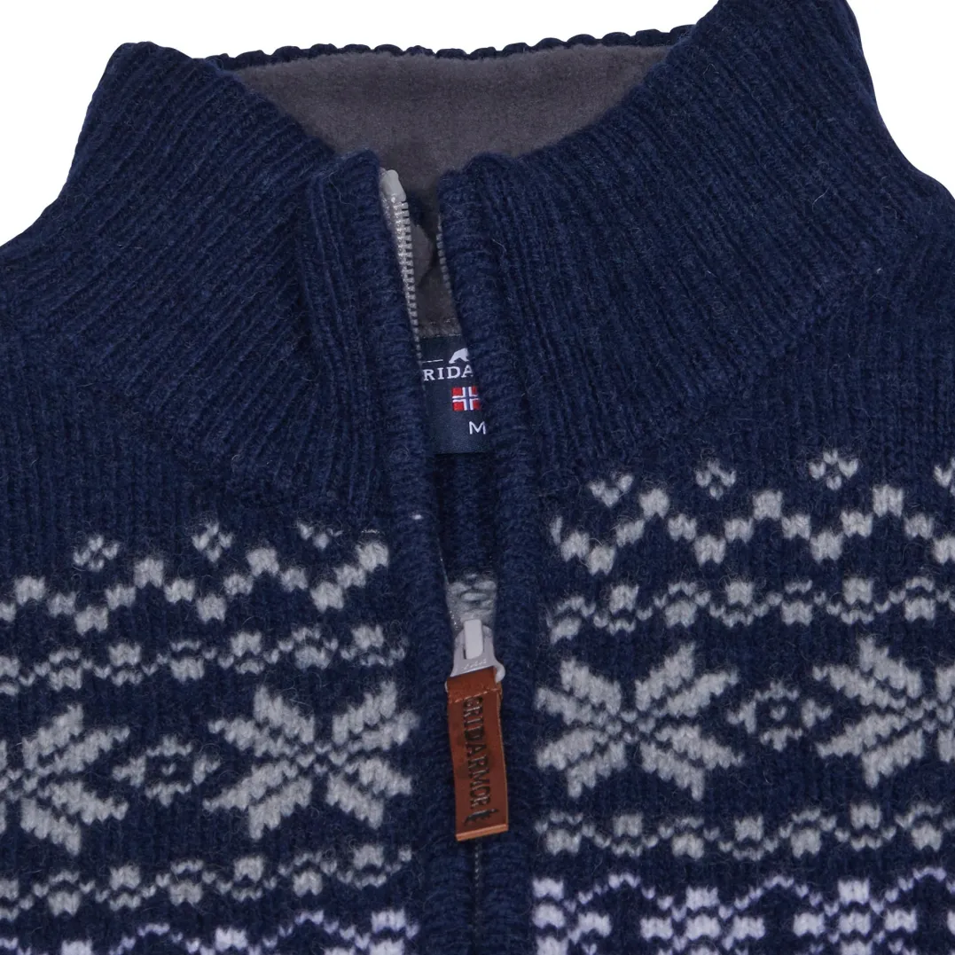 Gridarmor Women's Snøkrystall Half Zip Ullgenser Light Grey/Dark Navy/White