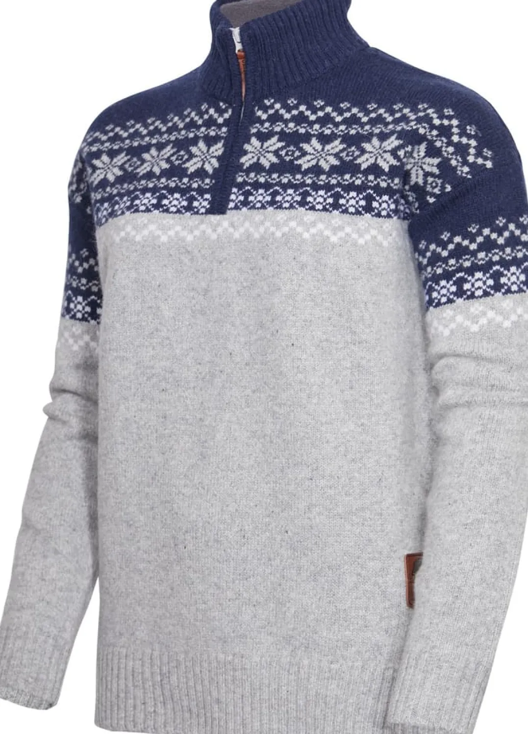 Gridarmor Women's Snøkrystall Half Zip Ullgenser Light Grey/Dark Navy/White