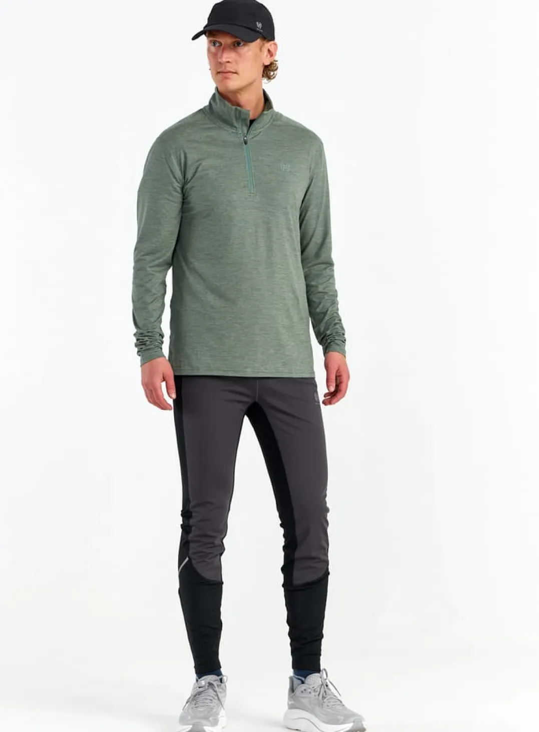 Hellner Nunis Halfzip Ls Tee Men Laurel Wreath Melange