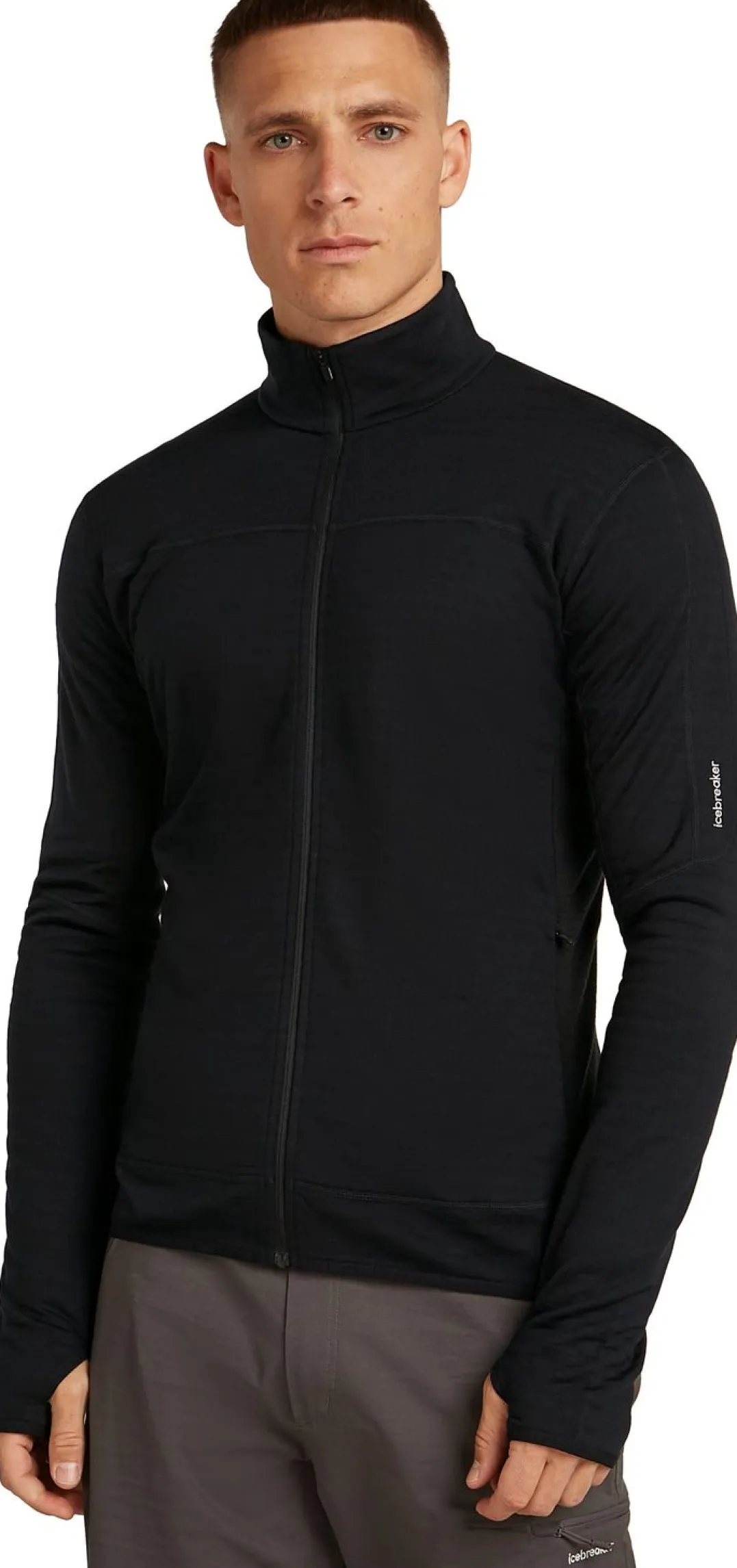 Icebreaker Men Merino Blend 300 Realfleece™ Descender Ls Zip Black