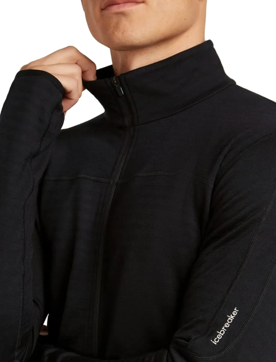 Icebreaker Men Merino Blend 300 Realfleece™ Descender Ls Zip Black