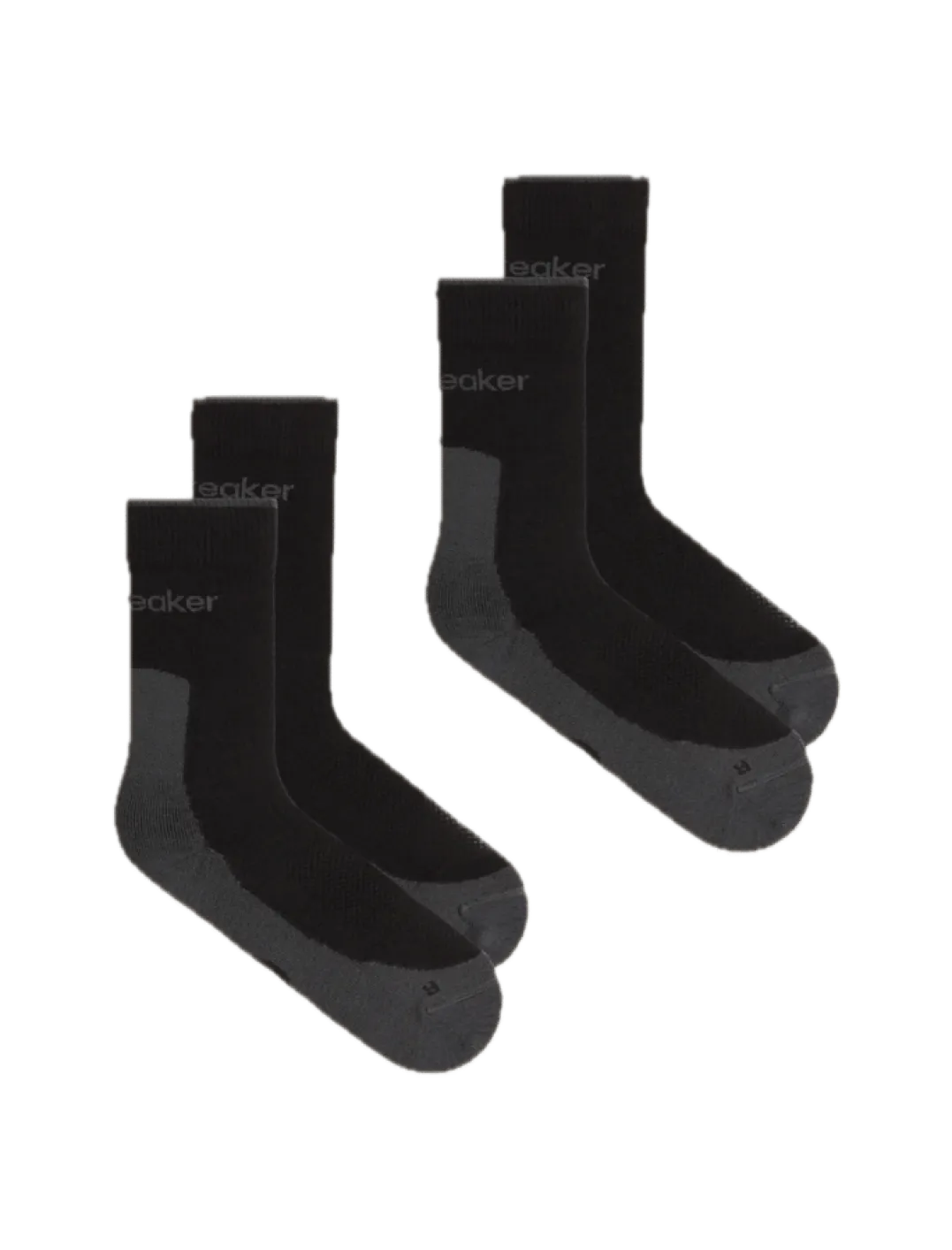 Icebreaker Men Merino Hike+ Light Crew 2 Pack Black/obsidian