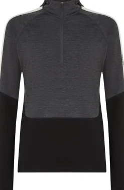 Icebreaker Men Merino 200 Oasis Ls Half Zip Hoodie Black/jet Hthr/undyed/cb
