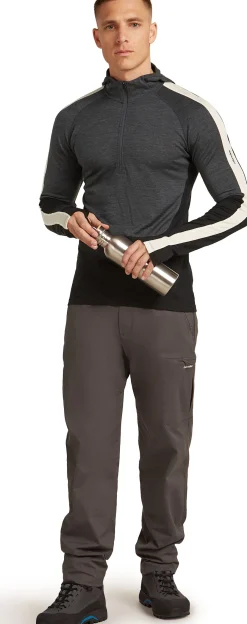 Icebreaker Men Merino 200 Oasis Ls Half Zip Hoodie Black/jet Hthr/undyed/cb