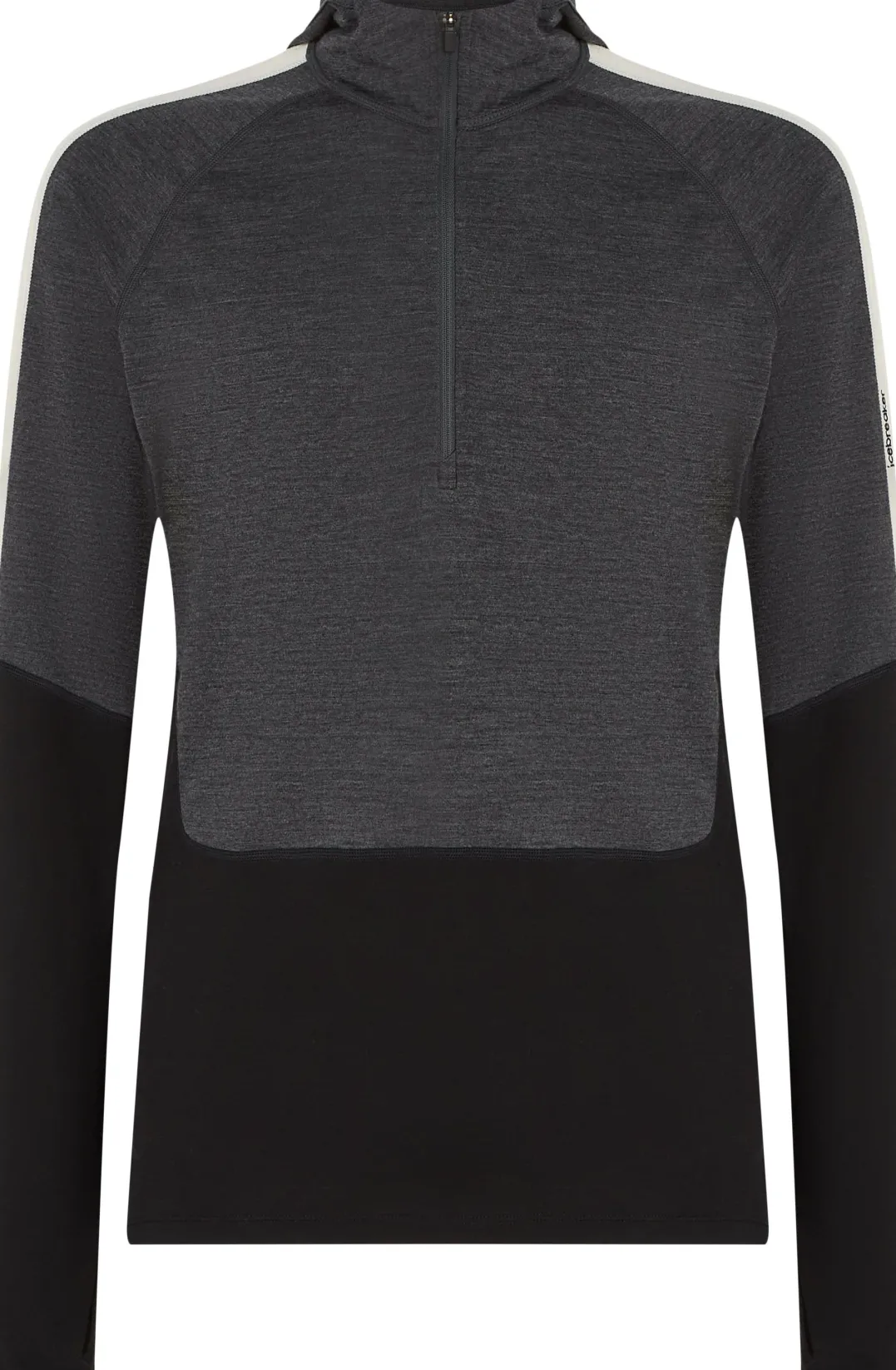 Icebreaker Men Merino 200 Oasis Ls Half Zip Hoodie Black/jet Hthr/undyed/cb