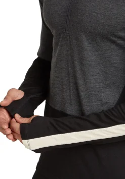 Icebreaker Men Merino 200 Oasis Ls Half Zip Hoodie Black/jet Hthr/undyed/cb