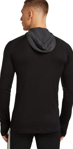 Icebreaker Men Merino 200 Oasis Ls Half Zip Hoodie Black/jet Hthr/undyed/cb