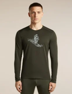 Icebreaker Men's Merino 200 Oasis Long Sleeve Crewe Skiing Yeti Dk Loden