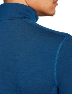 Icebreaker Men's Merino 400 Realfleece Descender Longsleeve Zip Atlantis