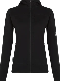 Icebreaker Women Merino Blend 300 Realfleece™ Descender Ls Zip Hoodie Black