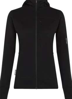 Icebreaker Women Merino Blend 300 Realfleece™ Descender Ls Zip Hoodie Black