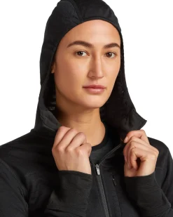 Icebreaker Women Merino Blend 300 Realfleece™ Descender Ls Zip Hoodie Black