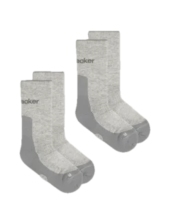 Icebreaker Women Merino Hike+ Light Crew 2 Pack Blizzard Hthr/alloy