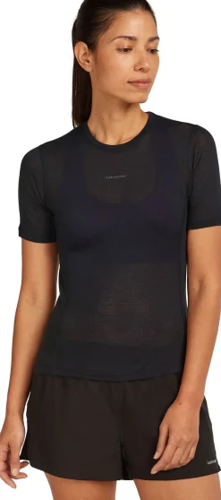 Icebreaker Women's Merino 75 Cool-Lite Featherlight Shortsleeve Crewe Black