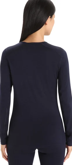 Icebreaker Women's 200 Oasis Long Sleeve Crewe Midnight Navy