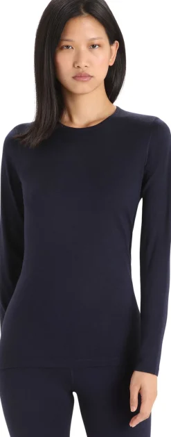 Icebreaker Women's 200 Oasis Long Sleeve Crewe Midnight Navy