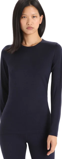 Icebreaker Women's 200 Oasis Long Sleeve Crewe Midnight Navy