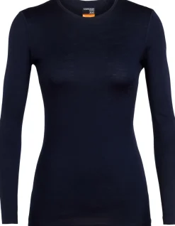 Icebreaker Women's 200 Oasis Long Sleeve Crewe Midnight Navy