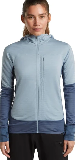 Icebreaker Wom Mer300 Realfleece Desc Ls Zip Hoo Dawn/zincblue/cb
