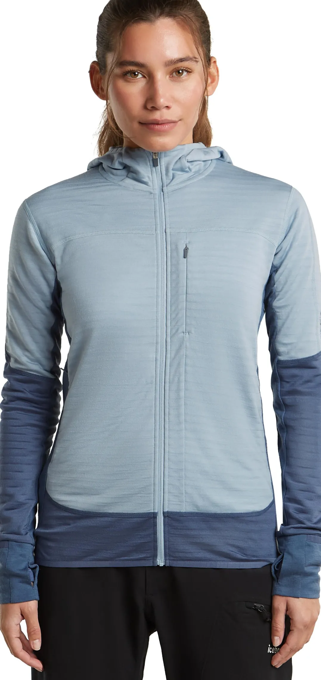 Icebreaker Wom Mer300 Realfleece Desc Ls Zip Hoo Dawn/zincblue/cb