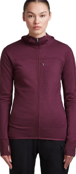 Icebreaker Wom Mer300 Realfleece Desc Ls Zip Hoo Dk Berry