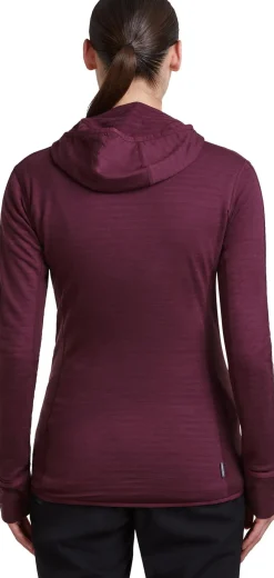 Icebreaker Wom Mer300 Realfleece Desc Ls Zip Hoo Dk Berry
