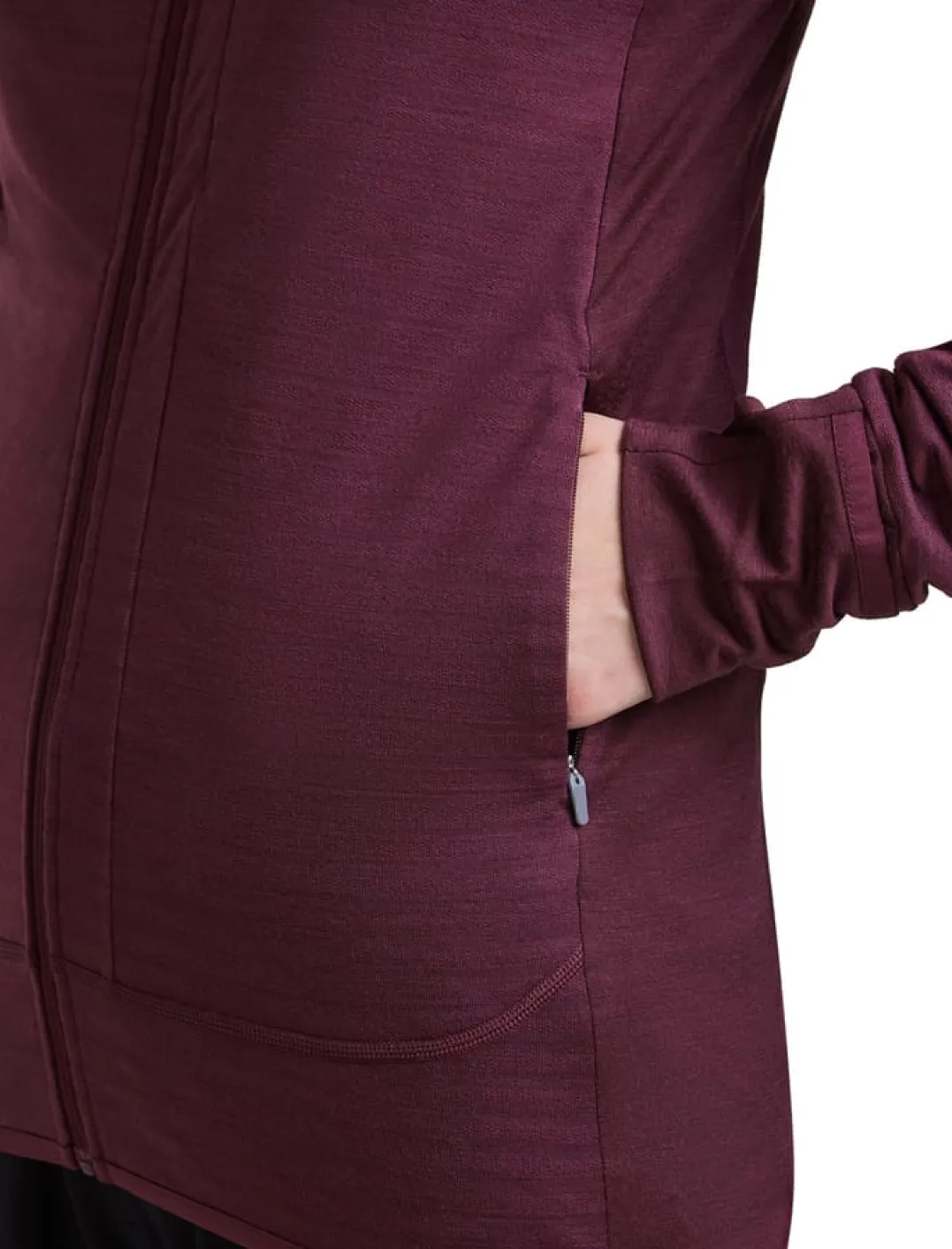 Icebreaker Wom Mer300 Realfleece Desc Ls Zip Hoo Dk Berry