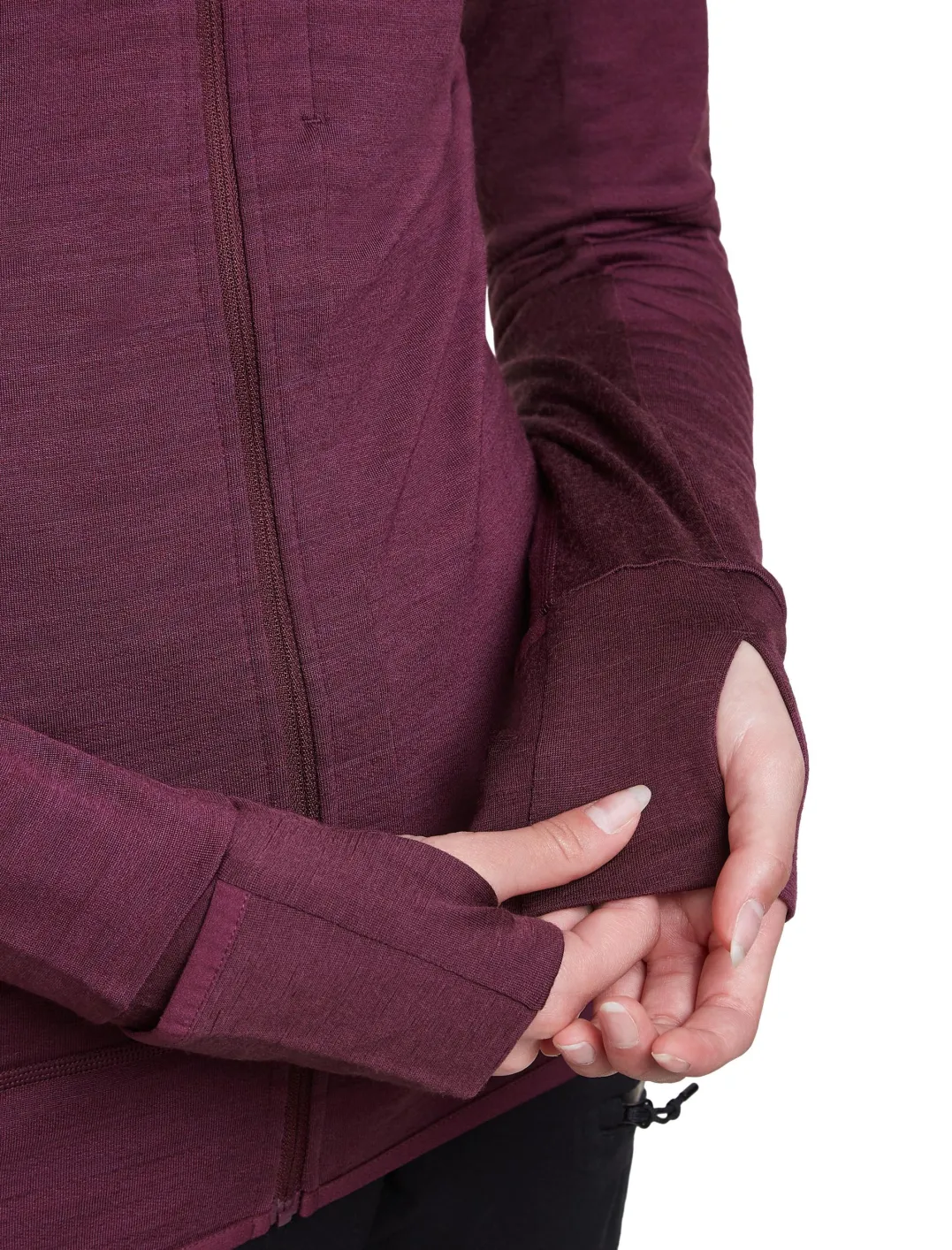 Icebreaker Wom Mer300 Realfleece Desc Ls Zip Hoo Dk Berry