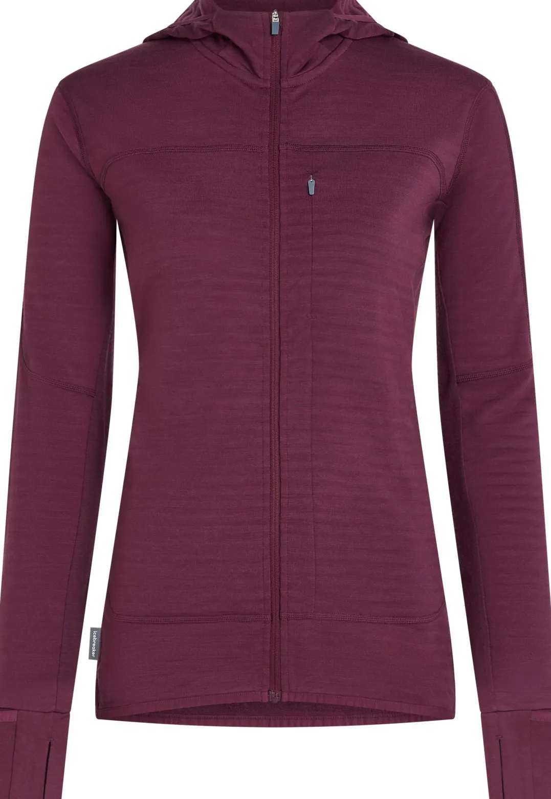 Icebreaker Wom Mer300 Realfleece Desc Ls Zip Hoo Dk Berry
