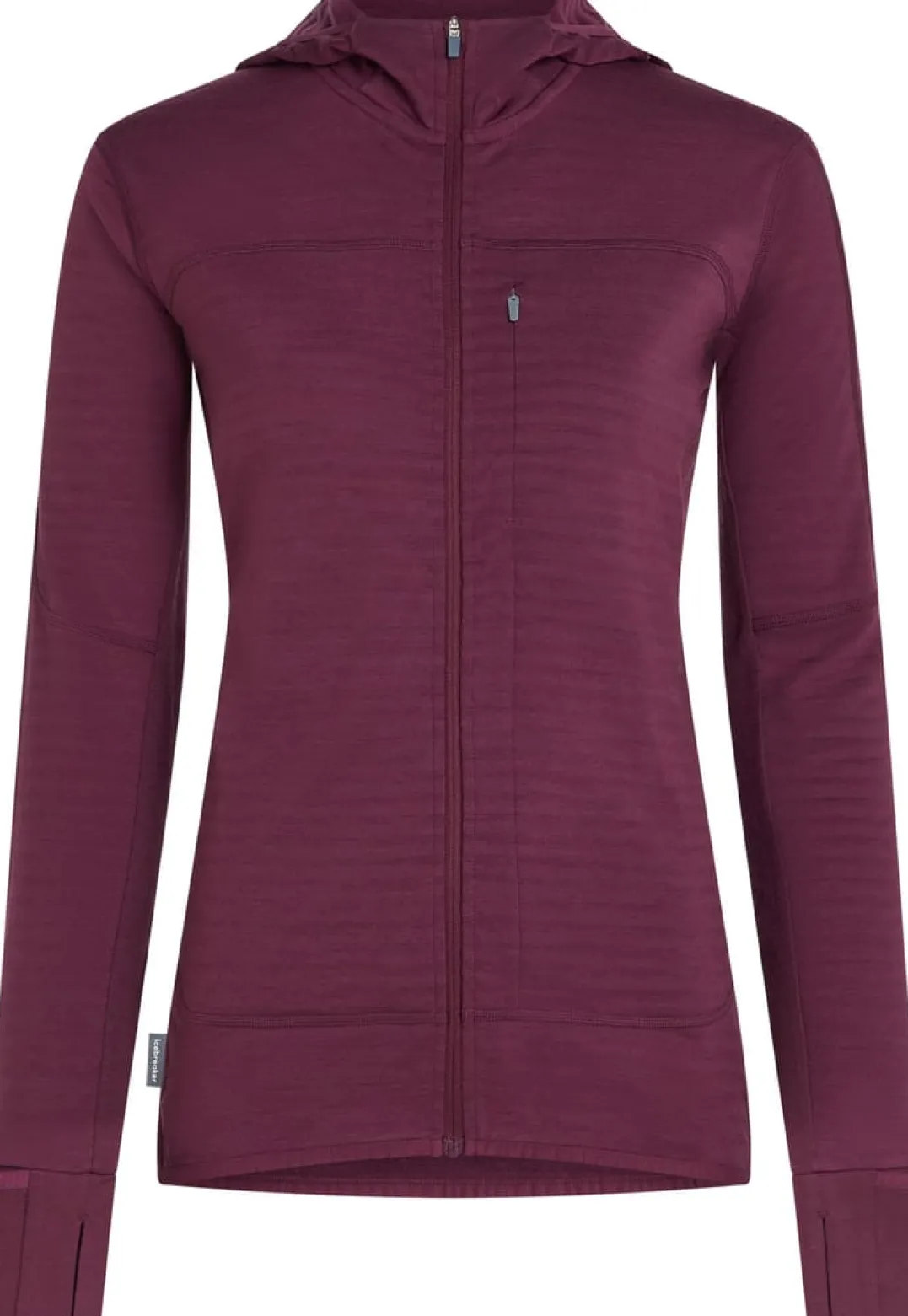 Icebreaker Wom Mer300 Realfleece Desc Ls Zip Hoo Dk Berry