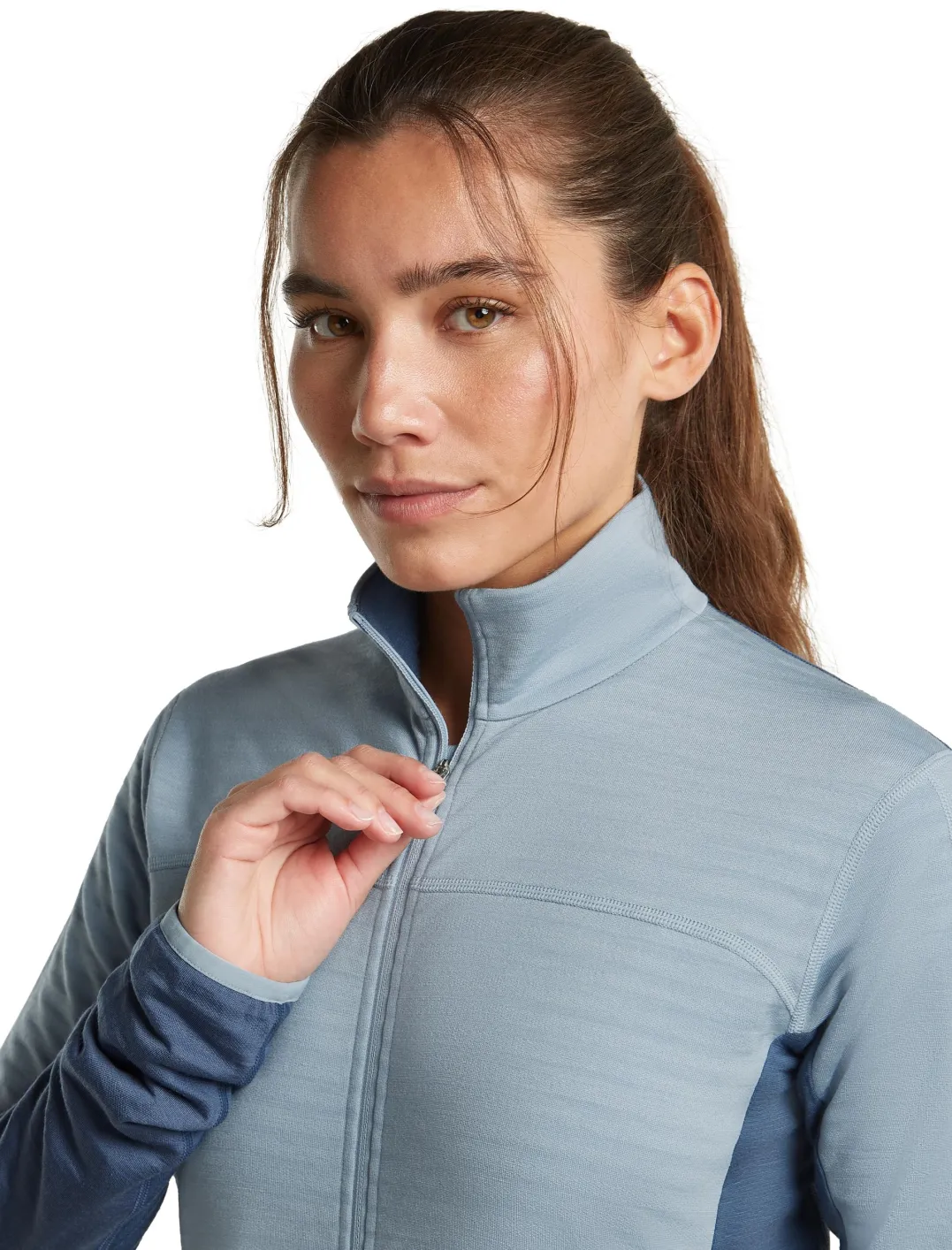 Icebreaker Wom Mer300 Realfleece Desc Ls Zip Dawn/zincblue/cb