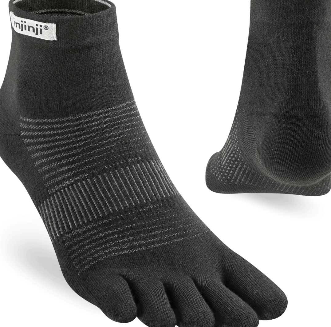 Injinji Men's Run Lightweight Mini-Crew Black