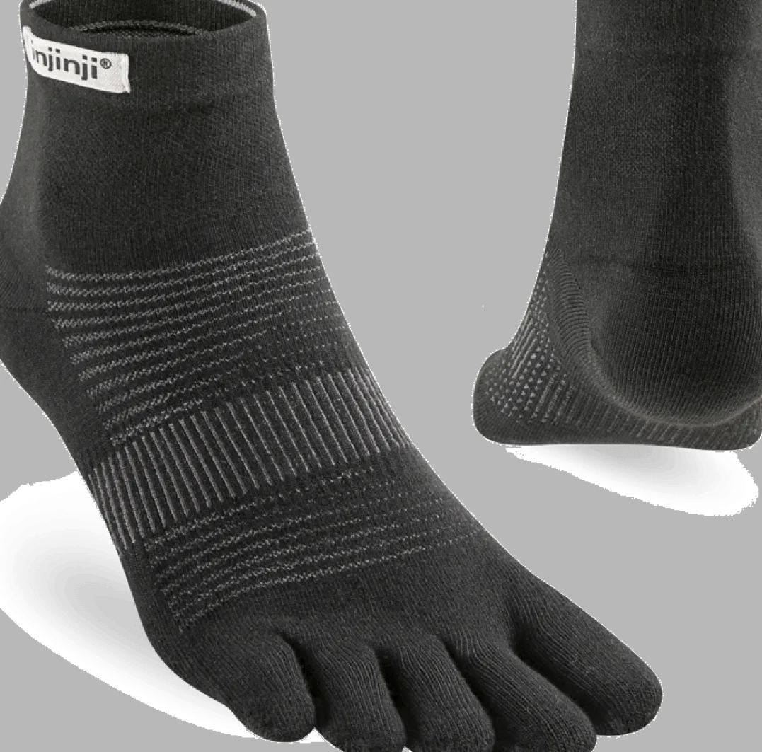 Injinji Men's Run Lightweight Mini-Crew Black
