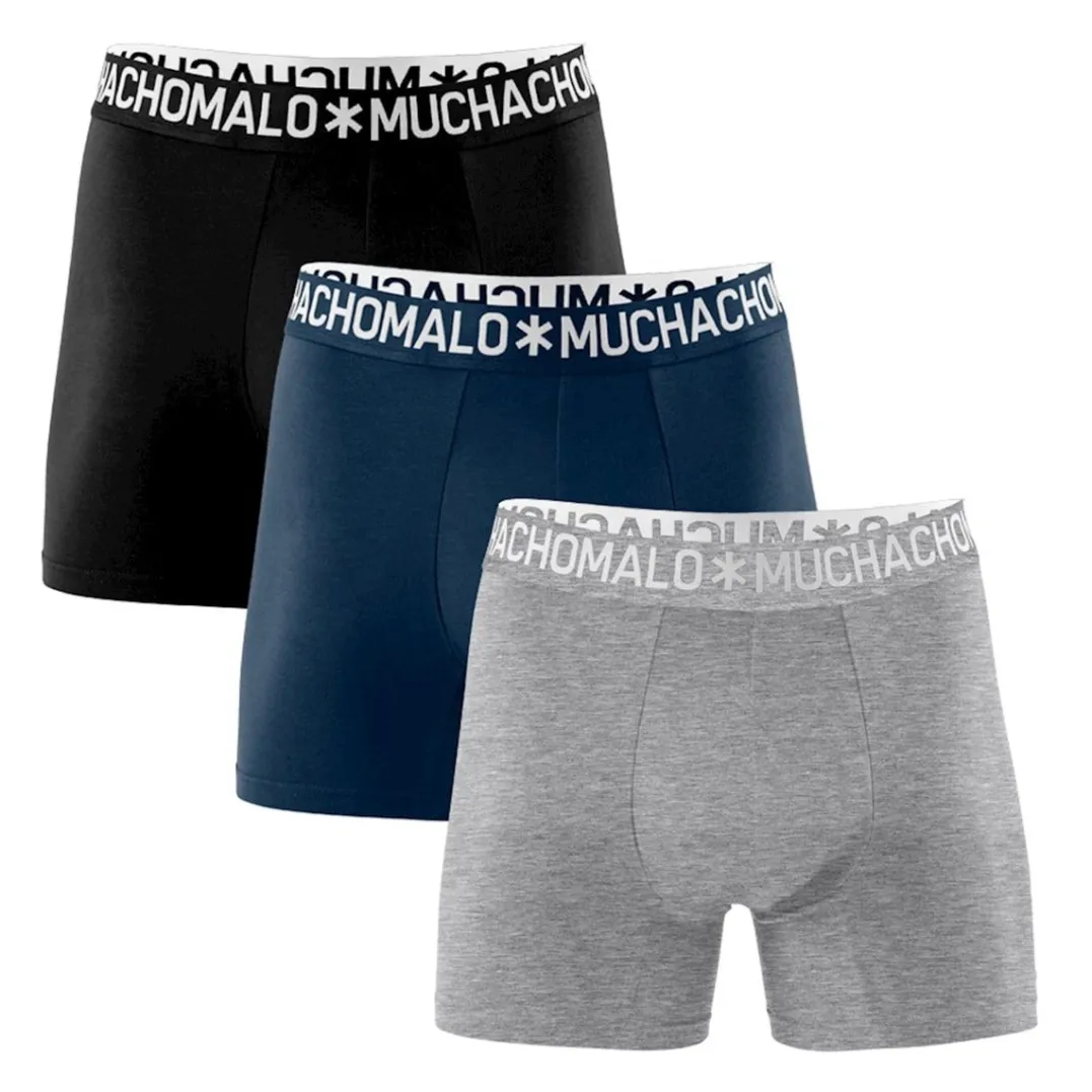 Muchachomalo 1132 COTTON BOXER 3PK BLACK/BLUE/GREY MEL.