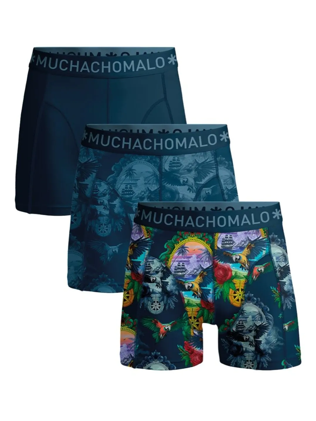 Muchachomalo 1010 Pirat Parrot 3pk Boxer Print/print/solid