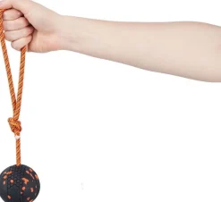 Non-stop Dogwear Dog Ball On Rope 60x60mm Orange/black